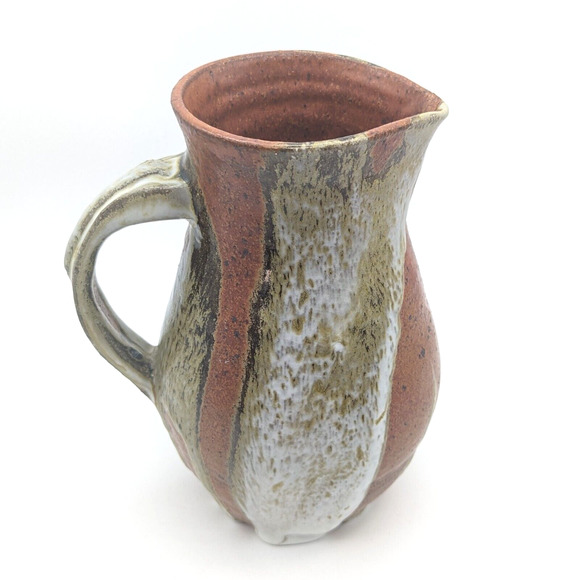Mid Century Studio Pottery Pitcher with Heavy Glaze Signed JoJo - Picture 12 of 14